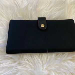 MZ Wallace Mae nylon wallet with gold hardware.